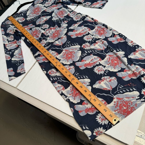 Tory Burch floral sheila silk dress 3/4sleeve midi navy blue coral Hawaiian MED - Picture 11 of 14